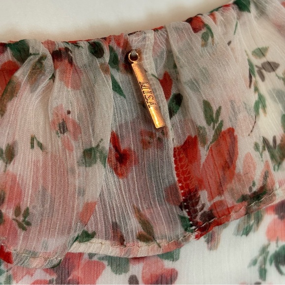 MISA Los Angeles Kidada Poppy Allover Ruffle V-neck Sleeveless Slit Maxi Dress M - Picture 11 of 15